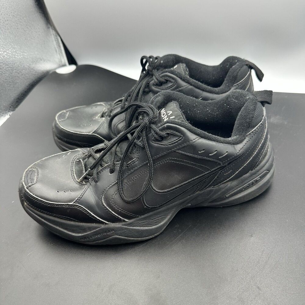 Nike Air Monarch IV 415445-001 Men’s Size 10 Triple Black Leather Walking Shoes